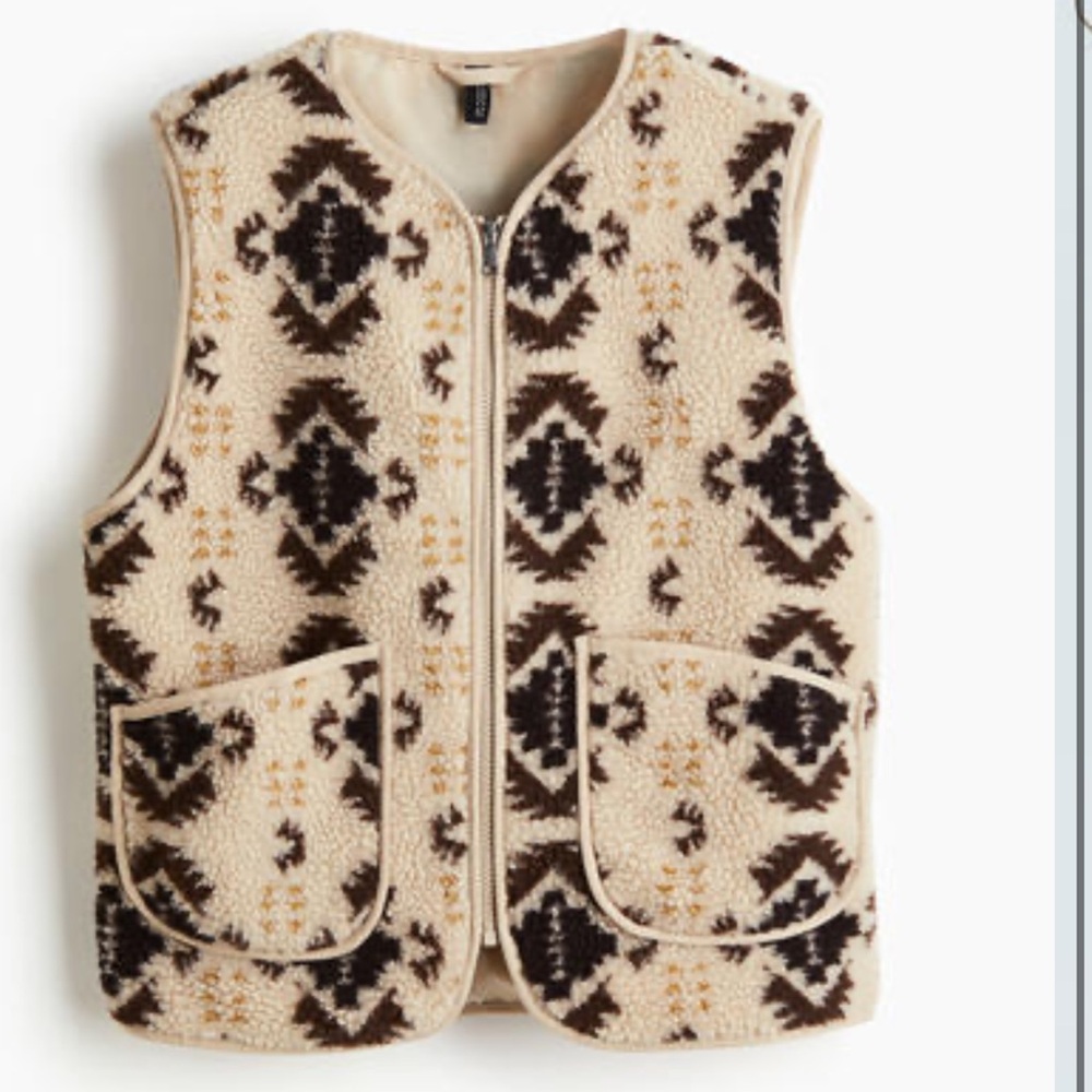 Fleece Vest with Tribal Pattern